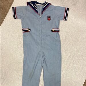 Vintage little bit Nautical Blue Sailor Jumpsuit 2t